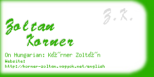 zoltan korner business card